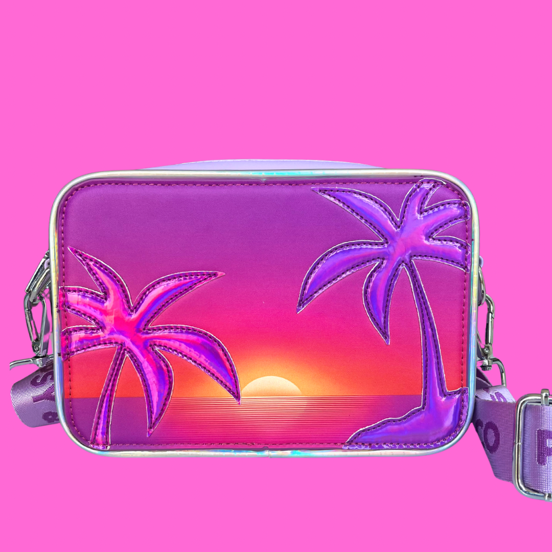 Sunset Palms Purple Crossbody Bag for kids