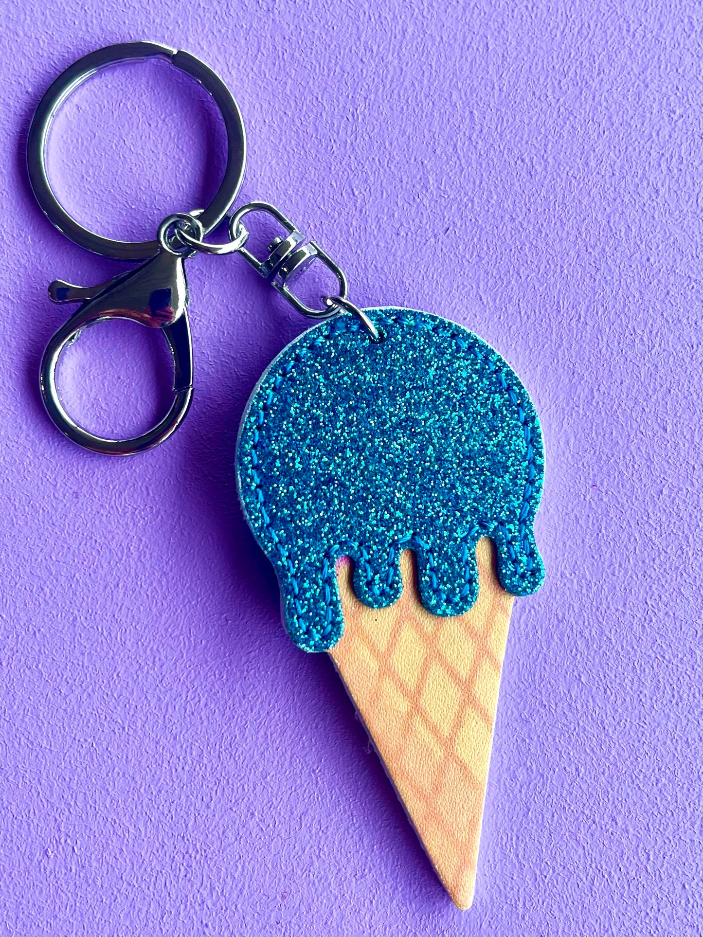 Glitter icecream keyring for kids bags.