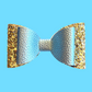The Daydream hair bow for kids. Pearl blue and gold glitter hair bow for girls.