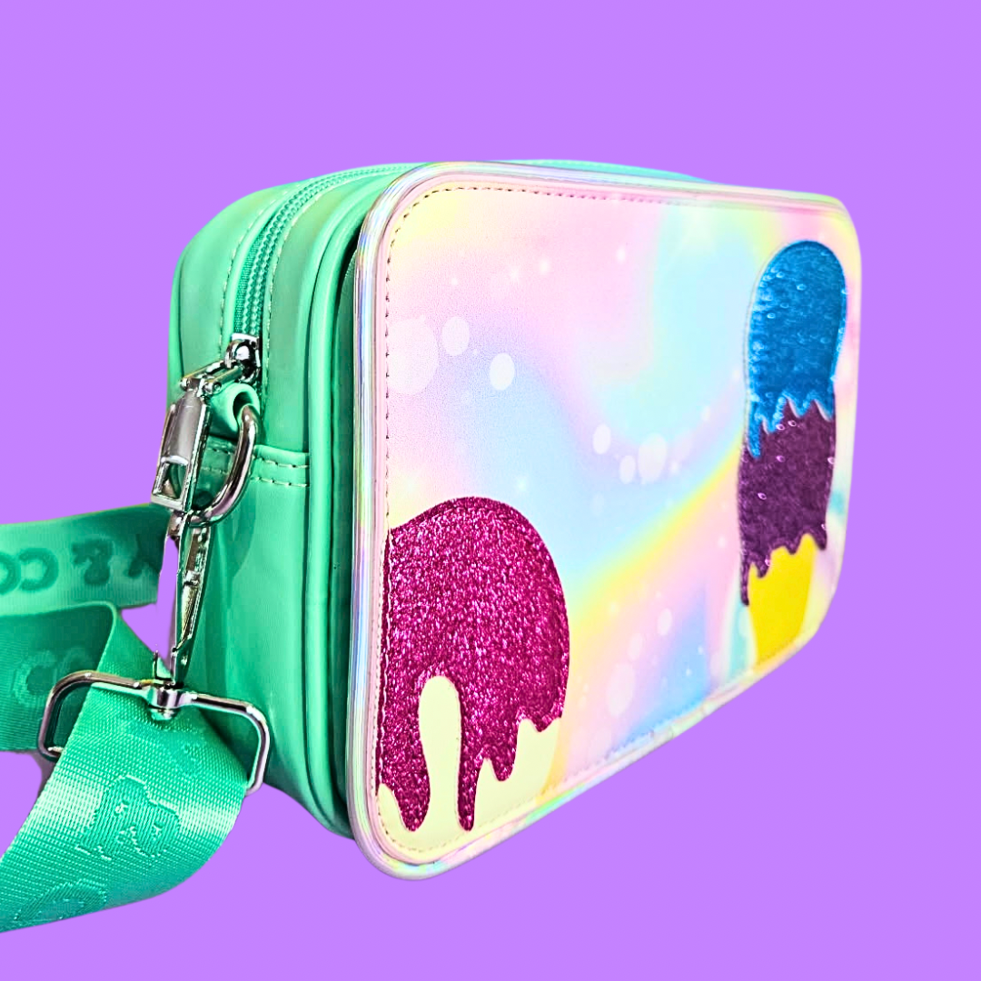 Side view of Sundae Fundae Icecream kids crossbody bag