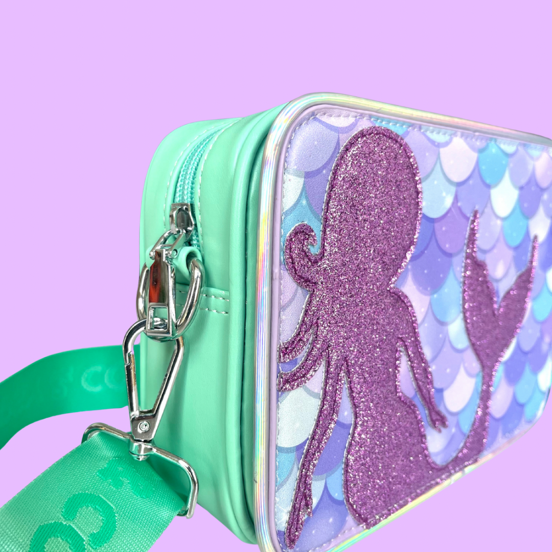 Mermaid Tales Green Crossbody Bag for kids side view
