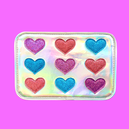 Glitter hearts. The queen of hearts interchangeable cover for popsy kids bag