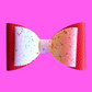 Rainbow hair bow for kids. Glitter rainbow front layer and red back layer