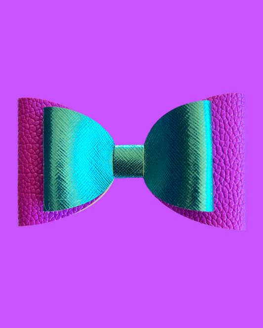 The Mermaid Hair Bow for girls. Aqua blue and purple hair bow.