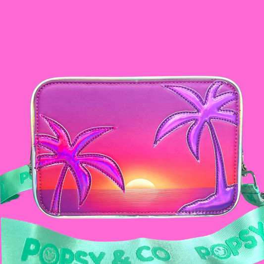 Sunset Palms Green Crossbody Bag for kids