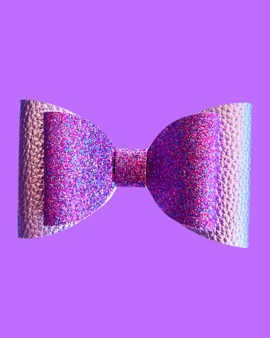 The Enchanted hair bow for kids. Purple glitter hair bow.