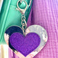 Glitter heart bag charm for kids bags. 