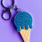 Glitter icecream keyring for kids bags.